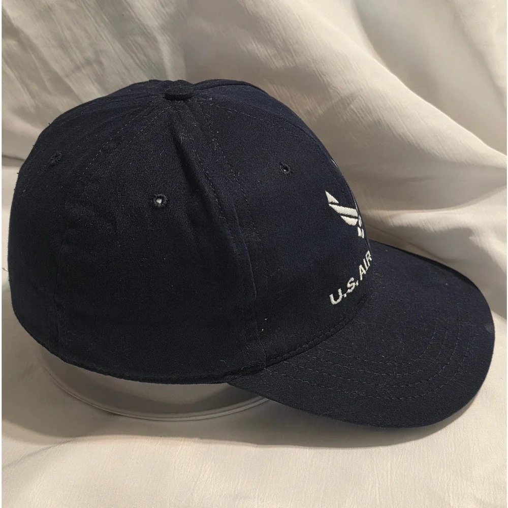 US Air Force‎ Hat Mens Navy Blue Embroidered Flex Fit Military Cap Made in USA